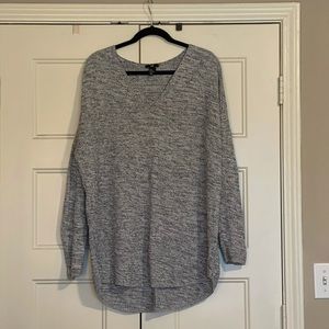 Grey marled v-neck sweater